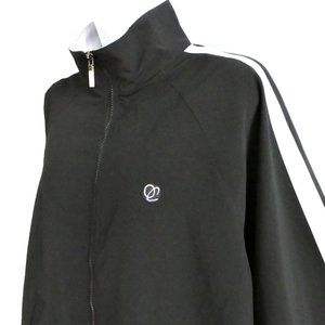 Vintage Oleg Cassini Sport Windbreaker Black White Full Zip Front Zip Sleeves L